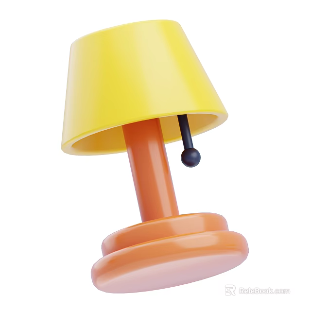 Stylish Table Lamp With Yellow Lampshade Orange Pole And Orange Base 3d model 