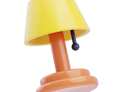 Stylish Table Lamp With Yellow Lampshade Orange Pole And Orange Base 3d model