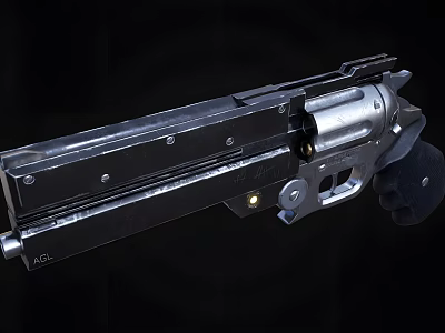 Tactical Revolver Featuring Black Metal Barrel Cylinder And Ergonomic Grip 3d model
