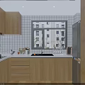 Modern Kitchen Interior With Wooden Cabinets White Countertop Sink And Window