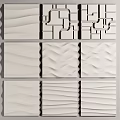 Various Textured Wall Panels With Modern Geometric And Wavy Decorative Patterns 3d model