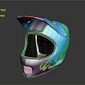 Sleek Colorful Blue Purple Gradient Helmet With Metallic Shine And Flame Design