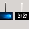 Two Modern TVs Displaying Windows Interface And Digital Clock With DELTA Text 3d model