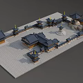 Ancient Chinese Architecture Complex Featuring Traditional Roofs Courtyard Layout And Golden Decorations