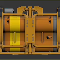 Orange Industrial Equipment Units Arranged in a Row with Interface Panels 3d model