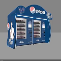 Pepsi Commercial Vending Machine With Blue Exterior Double Doors And Beverage