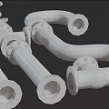 Rusty Industrial Metal Pipes With Various Shapes Fittings And Valve