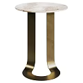 Modern Dining Table With Round Textured Tabletop And Gold Metal Curved Legs