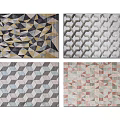 Modern Square Rugs With Geometric Patterns In Various Color Combinations 3d model