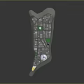 Future Architecture 3D City Model With Skyscrapers Construction Crane And Circular Plaza