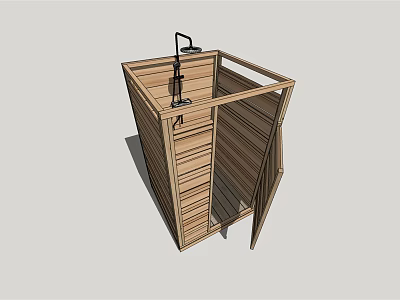 Wooden Sauna Interior Design With Open Door Wooden Panels And Heater Structure 3d model