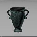 Decorative Bronze Vase With Two Handles Black Lid And Intricate Carved Patterns