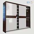 Modern Wardrobe with Sliding Doors White Panels and Wooden Accent Strips for Contemporary Bedroom Storage