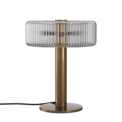 Modern Table Lamp With Transparent Ribbed Lampshade And Metal Stand For Home Decor 3d model