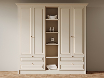 07 wardrobe French cream style wardrobe model