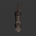 Realistic Spotted Cat Standing Against Gray Background With Reflective Surface