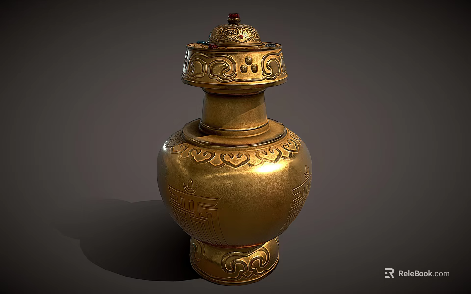 Golden Carved Decorative Ornament Set with Intricate Patterns and Classic Style 3d model 