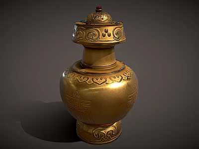 Golden Carved Decorative Ornament Set with Intricate Patterns and Classic Style 3d model