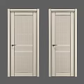 White Swing Door With Grid Pattern Black Horizontal Strips And Silver Handle 3d model