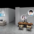 Specialty Store Showroom With Sofa Table Chairs And Wall Portraits