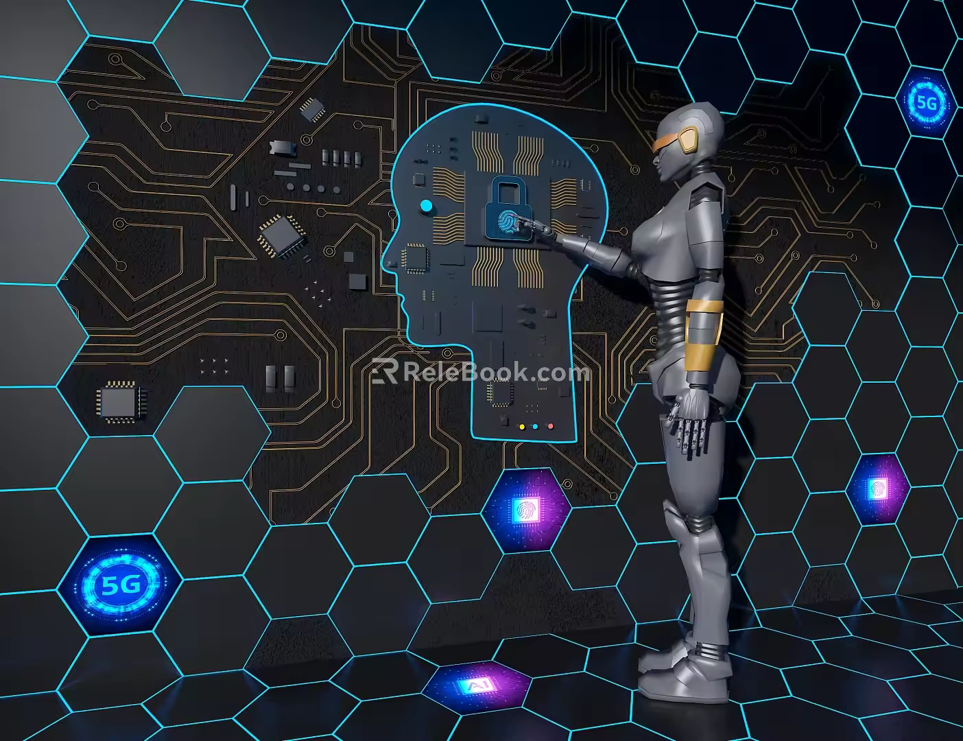 Technology Meichen Technology Booth Chip Artificial Intelligence 3d model