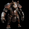 Mythical Pig Warrior Character In Game Movie With Metal Leather Armor