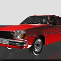 Red Classic Vintage 1970s Car With Front Grille Headlights And Body Design
