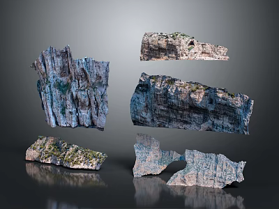 Garden Landscape Decorative Natural Rock Elements With Textured Surfaces And Mossy Details 3d model