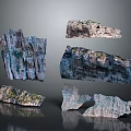 Garden Landscape Decorative Natural Rock Elements With Textured Surfaces And Mossy Details