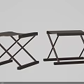 Modern Stools With Crossed Wooden Frame And Light Colored Seat Design