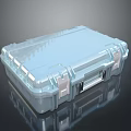 Durable Transparent Plastic Toolbox With Metal Latches On Black Reflective Surface