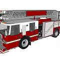 Functional Firefighting Vehicle With Red And White Exterior Ladder And Emergency Equipment
