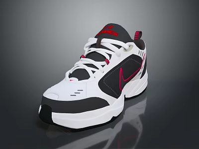 Modern Nike Sneakers In White Black And Red With Classic Laces And Rubber Sole 3d model