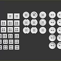 Assorted White Square And Round Buttons For Daily Household Use 3d model