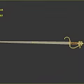 Medieval Sword With Silver Blade Orange Hilt And Metal Guard On Dark Background