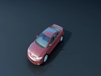 Red Sedan Car Top View With Sleek Shiny Surface And Modern Design 3d model