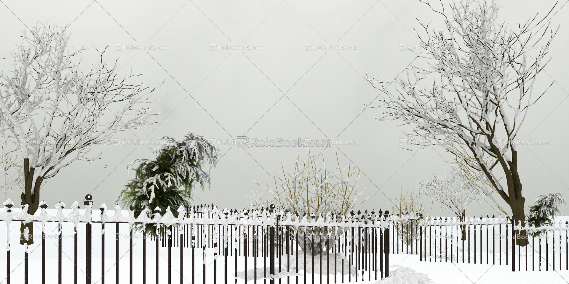 Modern Snow Plants 3d model