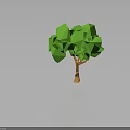 Green Low Poly Style Tree With Orange Trunk And Polygonal Leaves On Dark Background 3d model