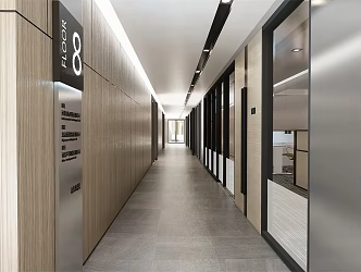 Modern Aisle Office Area Aisle 3d model