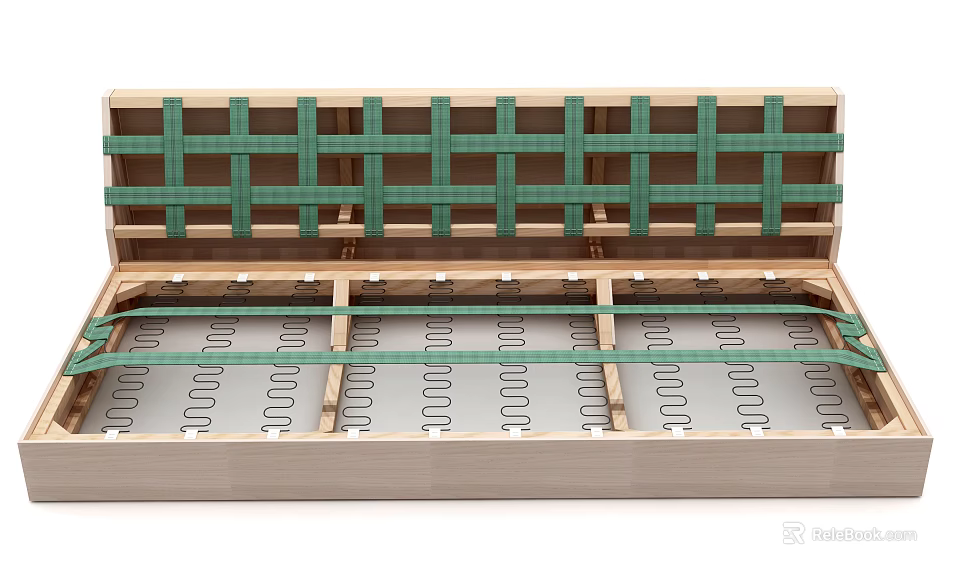 Practical Wooden Organizer With Green Straps And Divided Storage Compartments 3d model