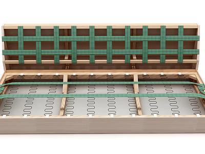 Practical Wooden Organizer With Green Straps And Divided Storage Compartments 3d model