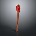 Traditional Weapon Arrows With Red Fletching And Wooden Shafts Bundle