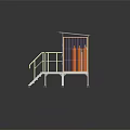 Ornament Decor Set With Metal Frame Triangle Signs Curtains Staircase Railings And Mobile Wheels