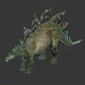 Stegosaurus Dinosaur With Green Body And Red Back Plates In 3D Model