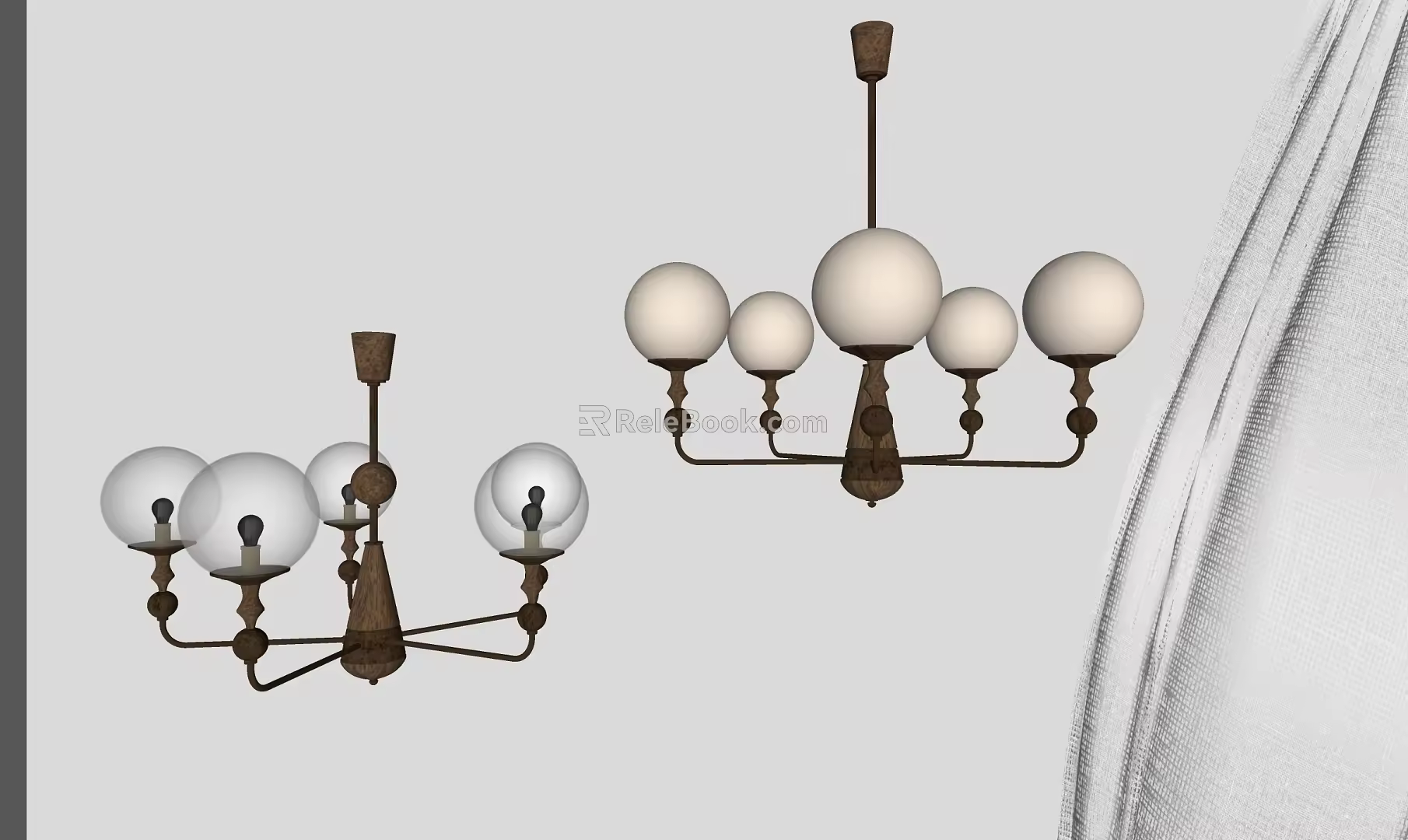 Quiet Retro Middle American Style Spherical Glass Chandelier 3d model