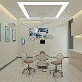 Dental Clinic Interior With Dental Chair Wooden Cabinets And Marble Walls