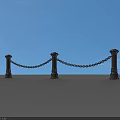 Classic Railings Featuring Decorative Posts And Linked Chains Against Blue Sky On Open Ground 3d model