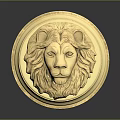 Intricate Golden Door Knob Featuring Lion Head Sculpture Carving Design