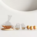 Elegant Glass Decanter Wine Glasses And Oranges On Wooden Base Tableware Set