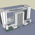 Modern Tall Office Building With Circular Connected Structure And Glass Facade